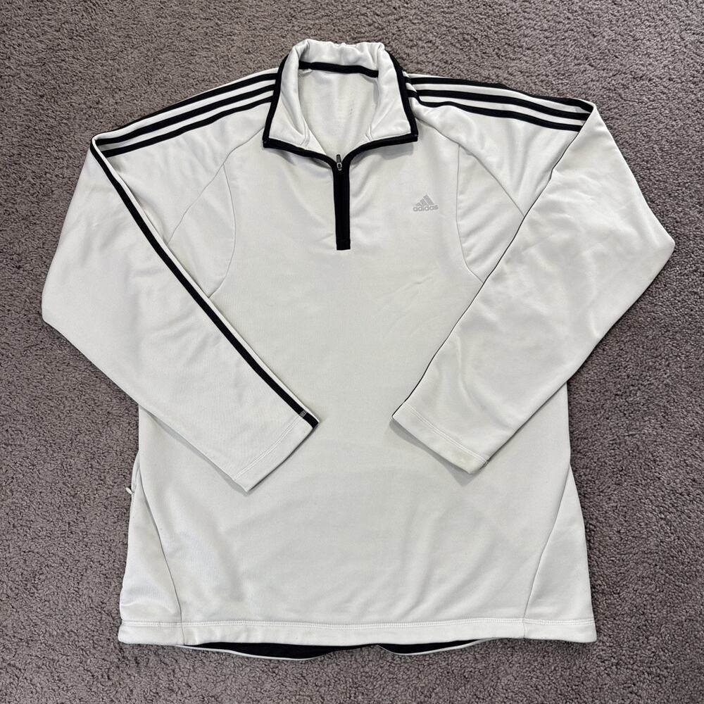 Adidas Athletic Light Gray Quarter Zip Pullover Sweatshirt - Men's